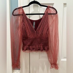 Anthropologie Blush Pink Sheer Women's Cropped Top - Size XS